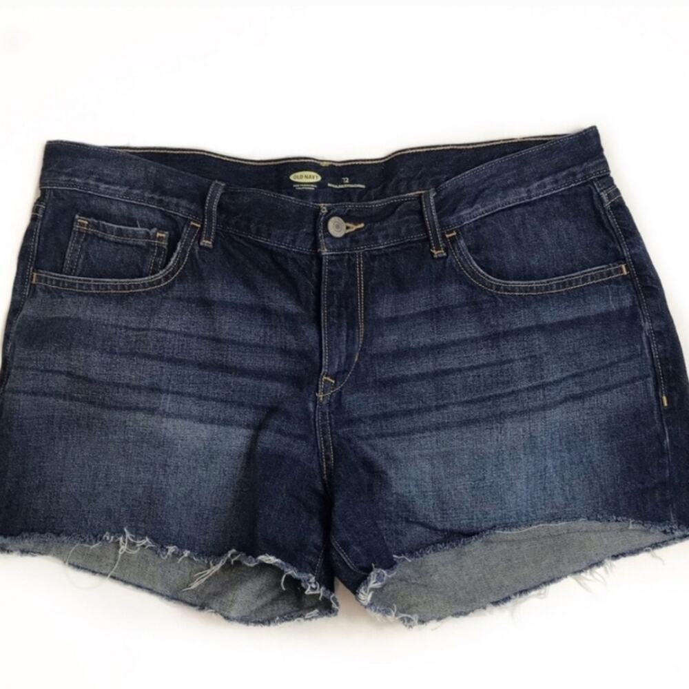 Old Navy Medium Wash Denim Cut Off Raw Hem Shorts Size 12